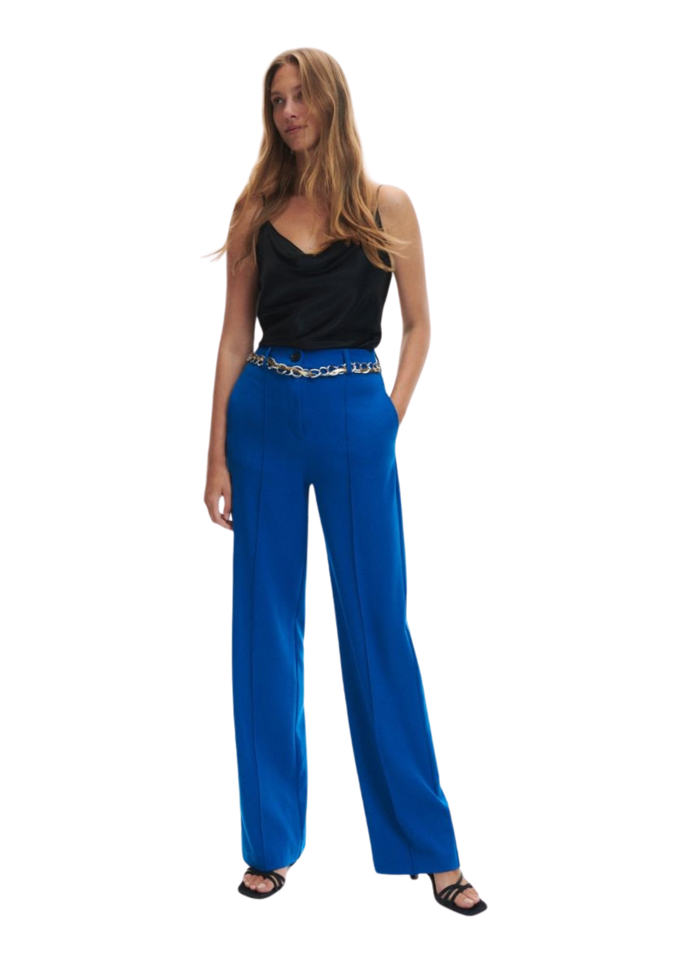 Pantalon large bleu