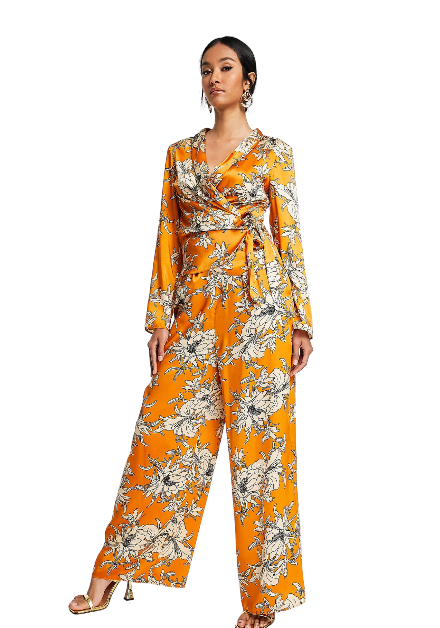 Ensemble satiné à fleurs